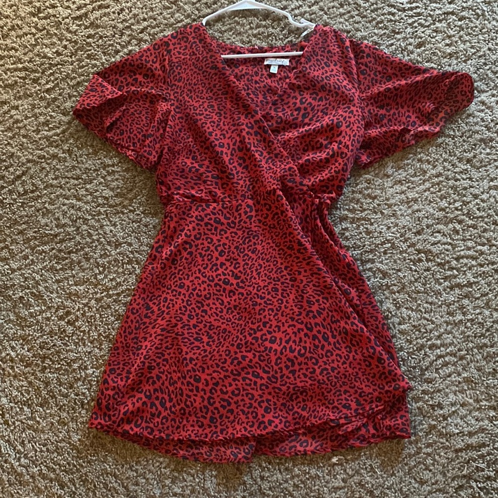 Red Cheetah Wrap Dress